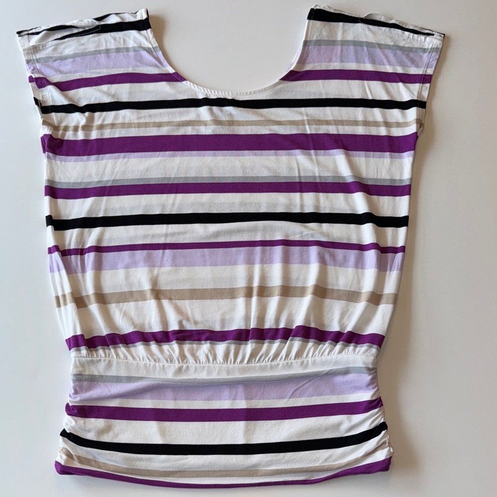 White House Black Market Striped Purple and White Blouse